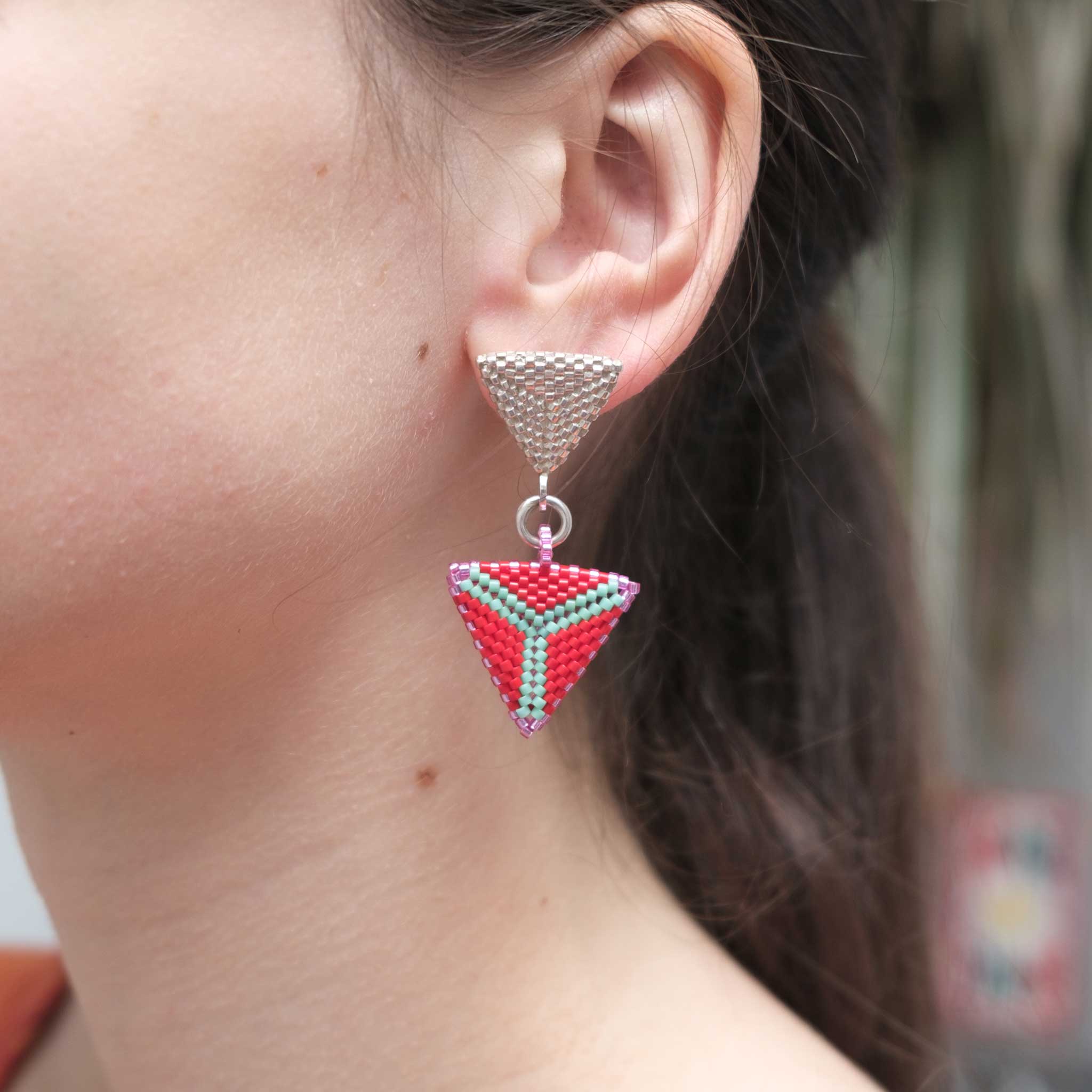 Silver and Coloured-Bead Opulent Spark Earrings